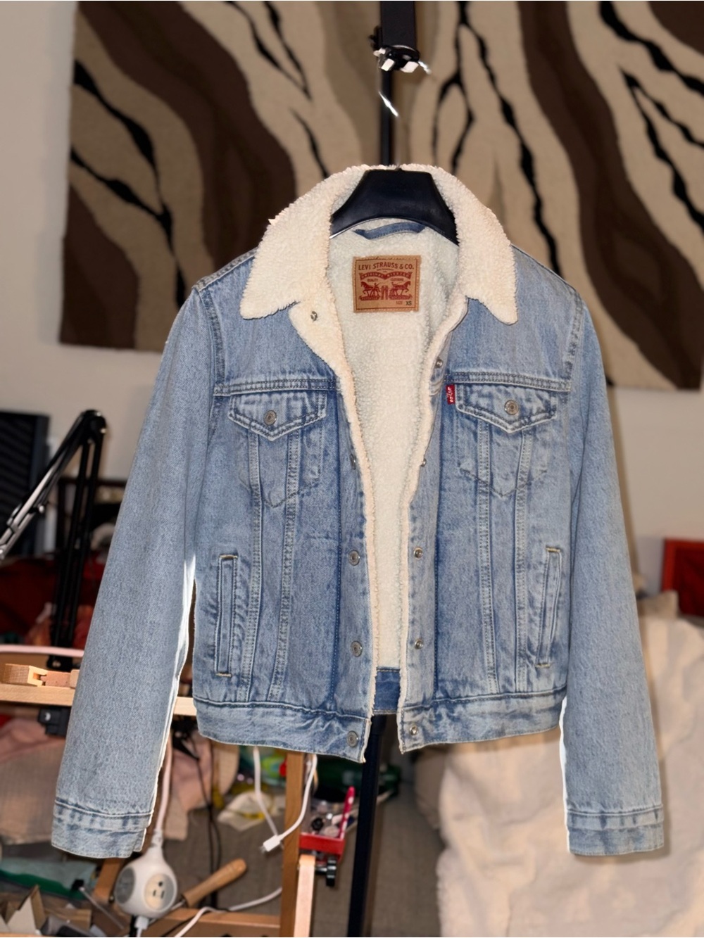 Levi's Light Blue Denim Sherpa Jacket